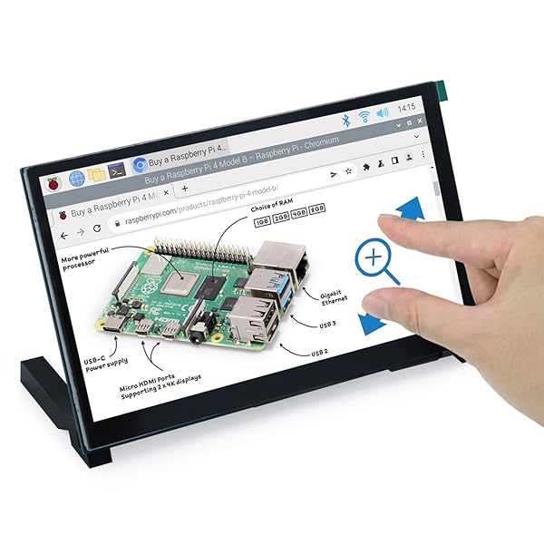 7 インチ タッチスクリーン モニター Raspberry Pi 5 4 B 3 B A 用 800x480ピクセルTNディスプレイ 5点タッチ静电容量スクリーン ドライバーなしMIPI DSIポート