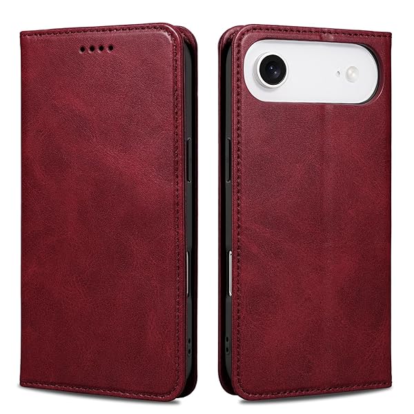 iPhone Air 用 ケース 手帳型 アイフォン エアー用 手帳型 ケース マグネット付き カード収納 スタンド機能 6.5インチ W1 レッド