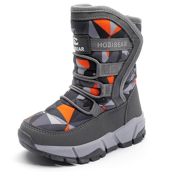 スノーブーツ キッズ ブーツ 男の子 スノーシューズ 女の子 長靴 ジュニア 子供 防水 防寒 雪遊び 雪用 冬 ウインターブーツ オレンジ 17