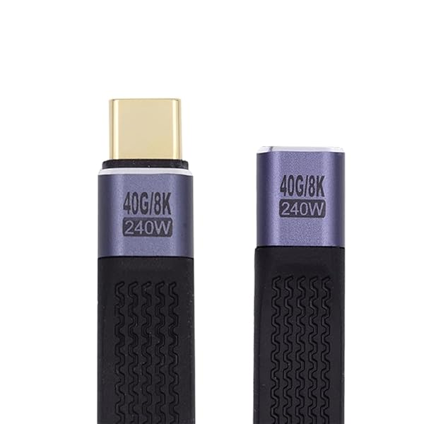 Rakuten - USB4 40Gbps 延長ストレートケーブル オス-メス スリムフラット 240W電源 8K@60Hzビデオ 13cm