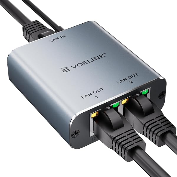 LAN 分配器 1 入力 2 出力、1000Mbps LAN ハブ（USB 電源ケーブル付き） LANケーブル 分岐 2 台同時に