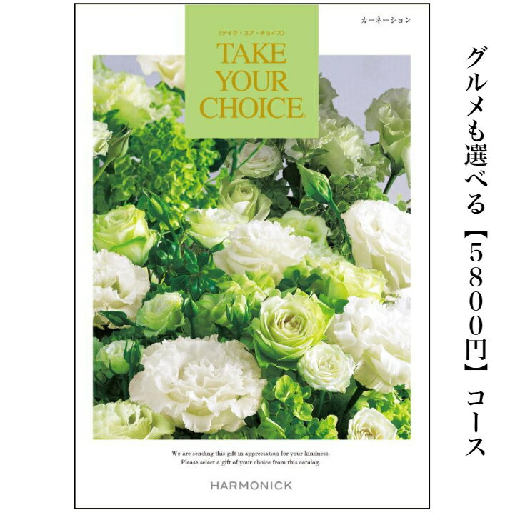 送料無料　カタログギフト　5800円　テイクユアチョイス　カーネーション　15倍　TAKEYOURCHOICE　引出物　結婚内祝　お祝い　出産祝　出産内祝　新築祝　転勤祝　転居　法事　法要　香典返し　内祝　入学祝　卒業祝　就職祝　お中元　お歳暮　快気祝い　5000円　御祝