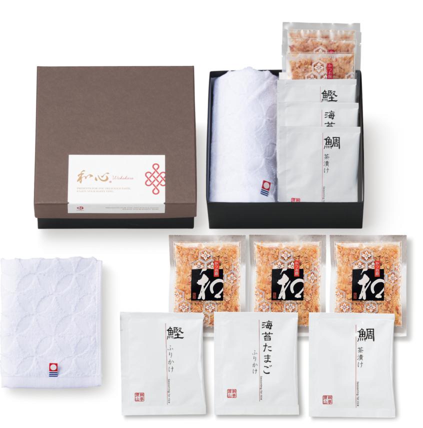 縁起の品＆今治タオル（七宝W）　ET-10　1000円　人気 縁起物　かつお節 　鰹節　安い　割引　引き出物 引出物 結婚式 披露宴 結婚内祝い 出産内祝い お返し ギフト 贈り物 ウェディング ブライダル　ドルチェデュオ　Dolceduo　3品目のサムネイル