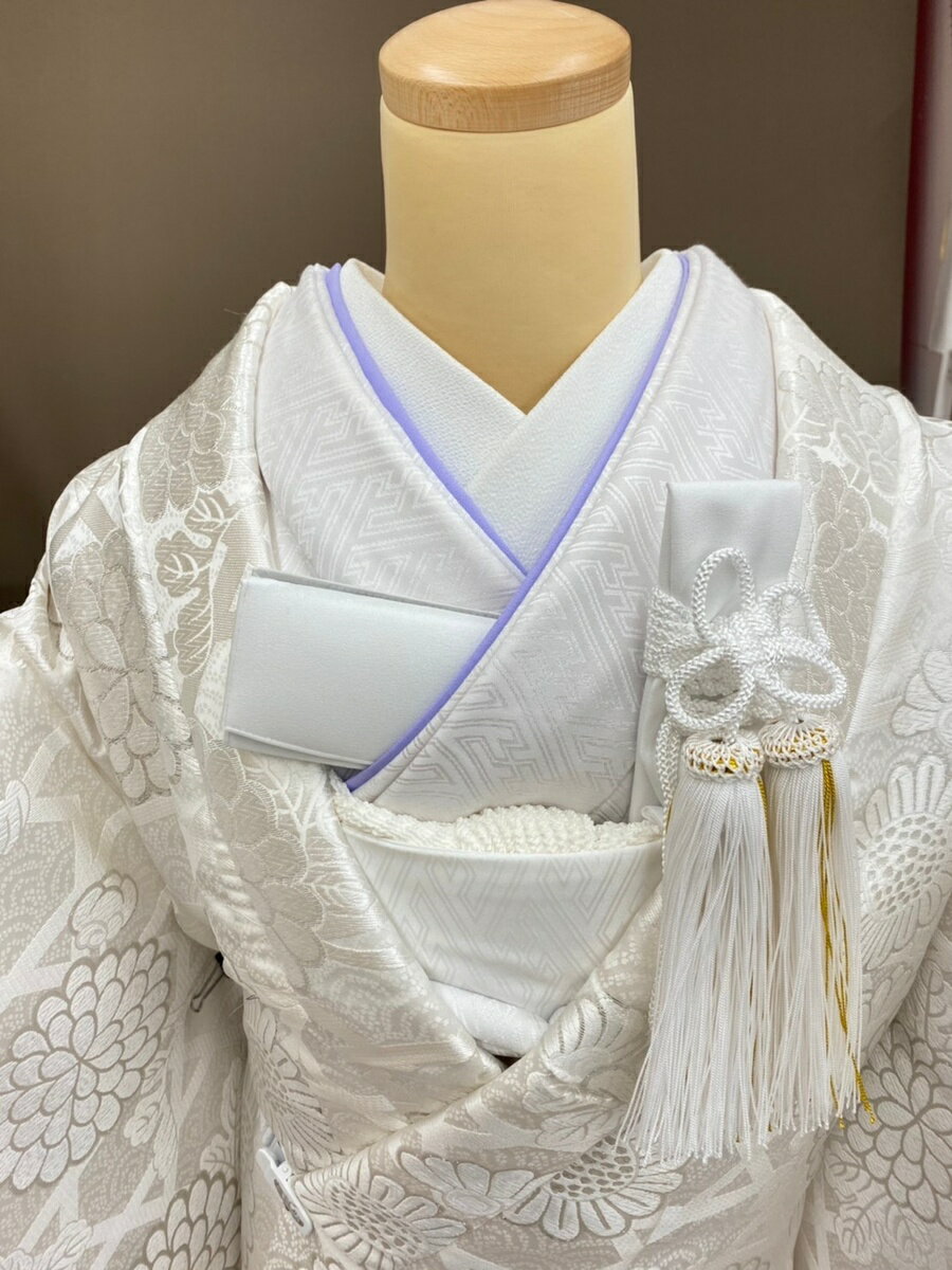 伊達衿　ブライダル　重ね衿　簡単差し込み式　婚礼用 　パープル系