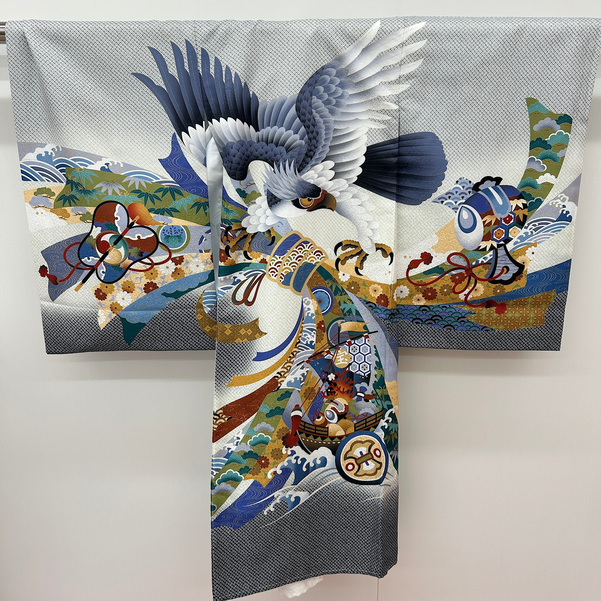 【送料無料】産着 お宮参り 着物 男の子 花うさぎ 赤ちゃん 産着 掛け着 初着 お祝い着