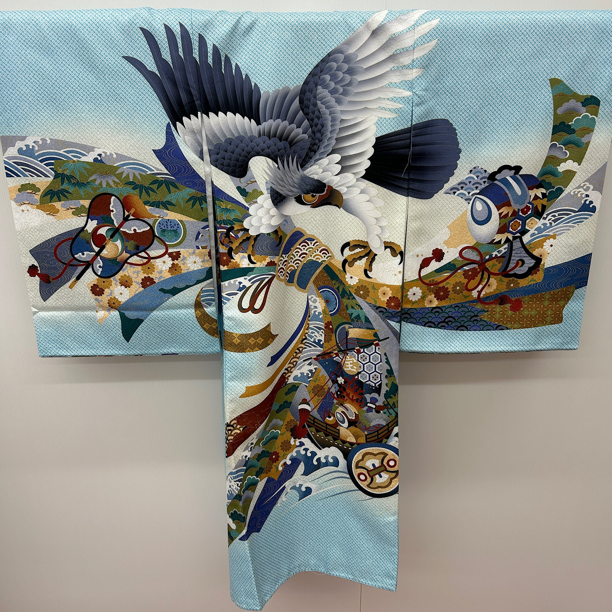 【送料無料】産着　お宮参り 着物 男の子 花うさぎ　赤ちゃん 産着 掛け着 初着 お祝い着