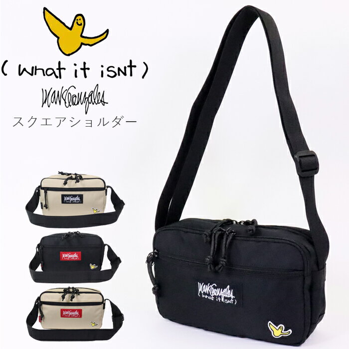 ショルダーバッグ メンズ マークゴンザレス 斜めがけ What it isNt スクエアショルダー MarkGonzales ミニショルダーバッグ 肩掛け ポーチ スマホ 普段使い サブバッグ 軽量 ブランド オシャレ カジュアル メンズ レディース 男