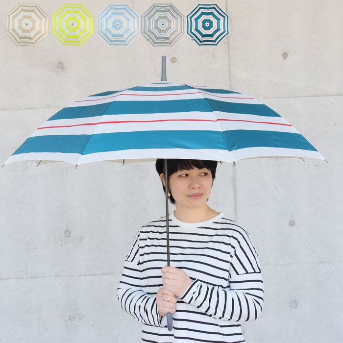 傘 レディース 大きめ ジャンプ おしゃれ 長傘 雨傘20-0018 ボーダー柄 グラスファイバー かさ 丈夫 アンブレラ 梅雨 女の子 雨 かわいい 通学 通勤 学生 女子
