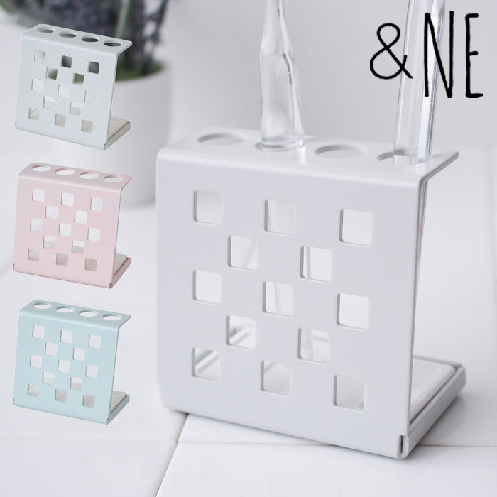 歯ブラシスタンド 4本 速乾 珪藻土 ＆NE Check 歯ブラシ ホルダー 洗面所 歯ブラシホルダー 収納 アンドエヌイー 吸水 歯ブラシ立て 歯ブラシ置き スチール