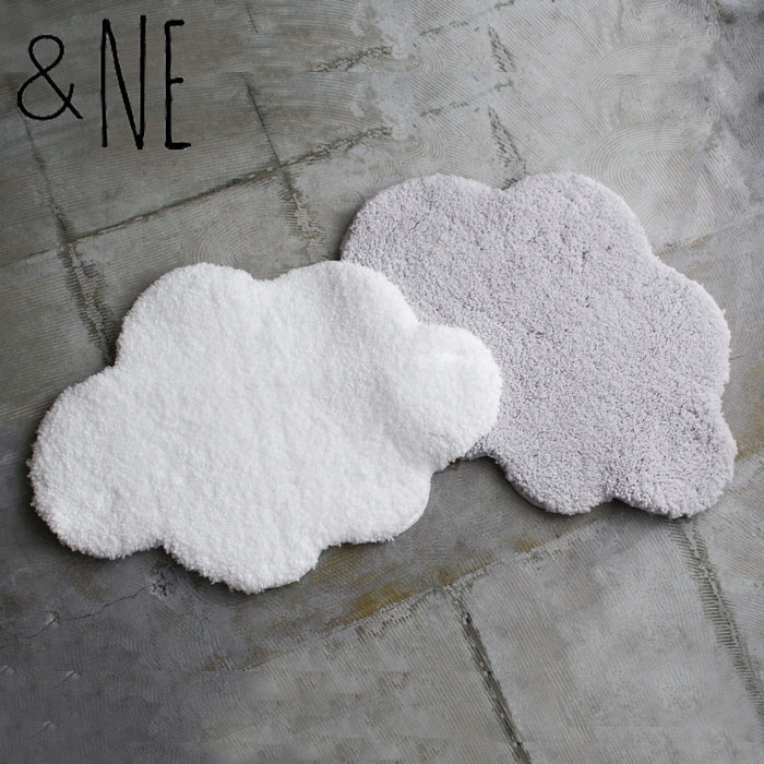 バスマット 速乾 無地 足拭きマット 浴室マット Cloud 60×43cm ＆NE 吸水 お風呂マット お風呂 日本製 雲 マイクロファイバー 滑り止め ホワイト グレー