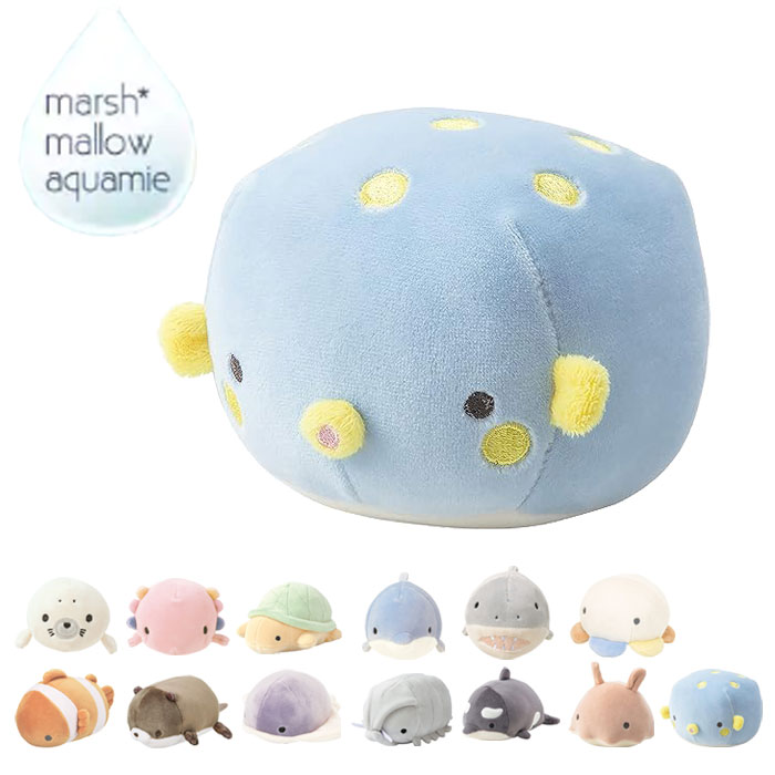 Rakuten - マスコット 11cm 人形 ぬいぐるみ 手乗りサイズ マシュマロ アクアミエ インテリア 魚 動物 もちもち 手のひら アニマル 小さめ 子ども キッズ プチギフト 洗える かわいい プレゼント
