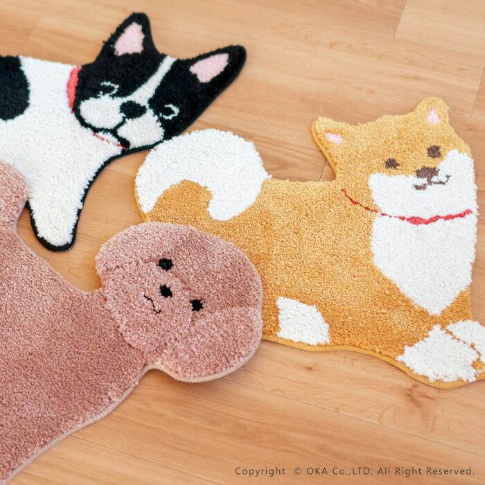 玄関マット 洗える アニマル 動物 犬 トイレマット ファンディットアニマル 丸洗い マット トイレ 豆柴..