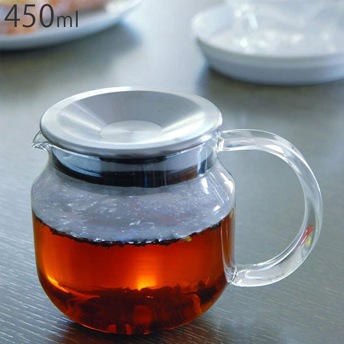 Rakuten - ティーポット おしゃれ 茶こし付き 耐熱ガラス製 KINTO キントー ワンタッチティーポット 450ml 8684 ステンレス蓋 ステンレス 急須 紅茶ポット ガラスポット ポット ガラス 食洗機対応