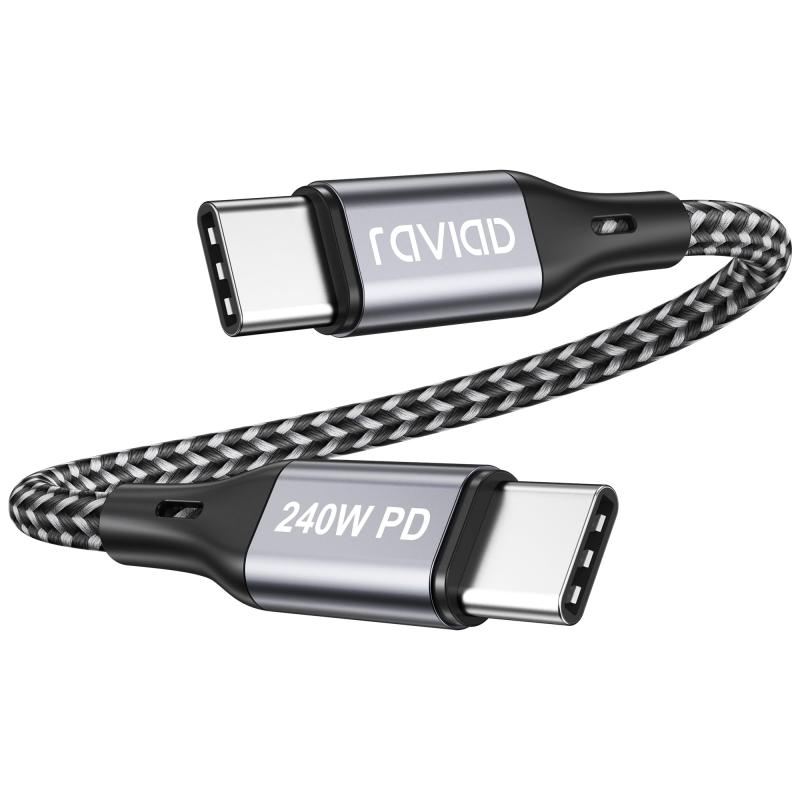 RAVIAD PD3.1 240W USB Type C ケーブル 超急速充電 USB-C &amp; USB-C ケーブル 高速データ転送 超高耐久ナイロン編み USB C ケーブル iPhone 15/15 Pro Max、MacBook Pro/Air、iPad Pro、iPad Air、Galaxy S23/S22、Google Pixel