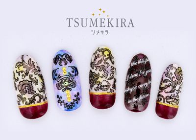 【訳あり】【アウトレット】ネイルシールツメキラ（ tsumekira）バロックアート ブラック ネイルシール 3