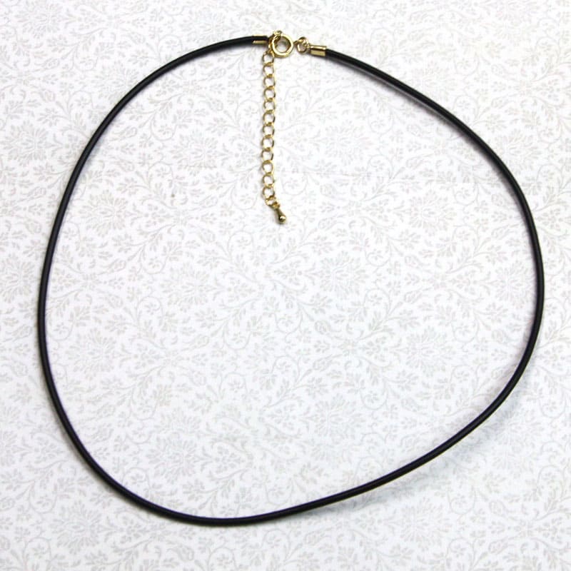 レザーネック(カン無)2mm18インチテール付 ゴールド(黒紐) レジン パーツ アクセサリー