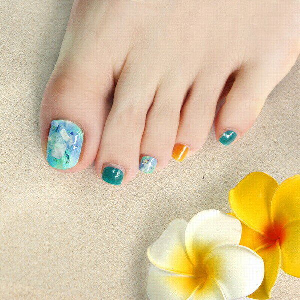 【フット用ネイルシール ASHIKIRA 2枚セット】　cranberry nailプロデュース Ocean・Blue star　アシキラ ネイルシール フット ジェル 貼るだけ ネイルステッカー 足 クランベリーネイル 鯨岡 3