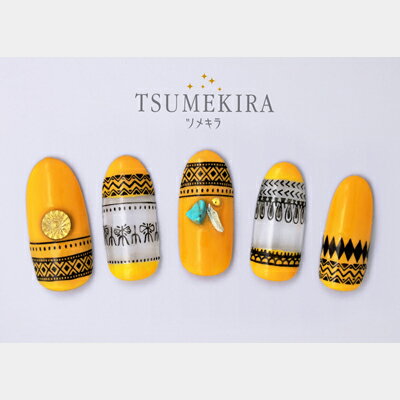【訳あり】【アウトレット】ツメキラ（Tsumekira）アフリカンパターン ブラック ネイルシール