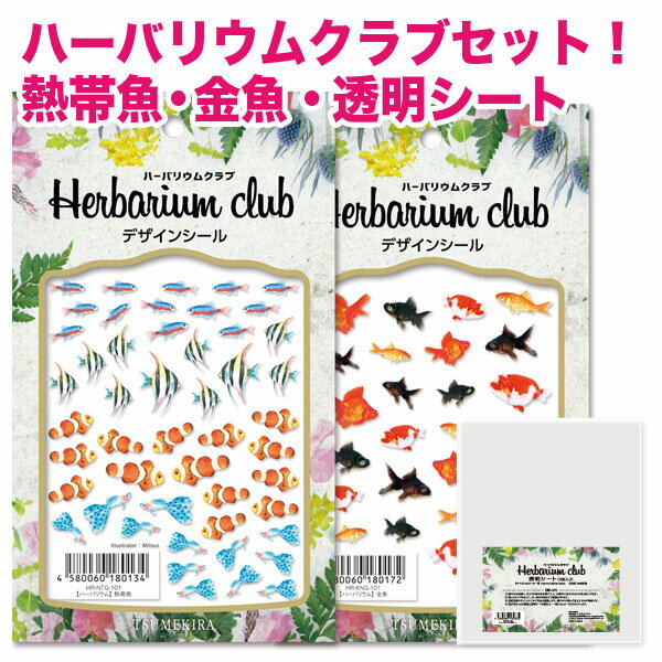 【お買い物マラソン限定】Herbarium club(ハーバリウムクラブ) 熱帯魚 ＆ 金魚 ＆ 透明シート(5枚入り)セット　HR-NTG-101 HR-KNG-101 HR-CLR-101