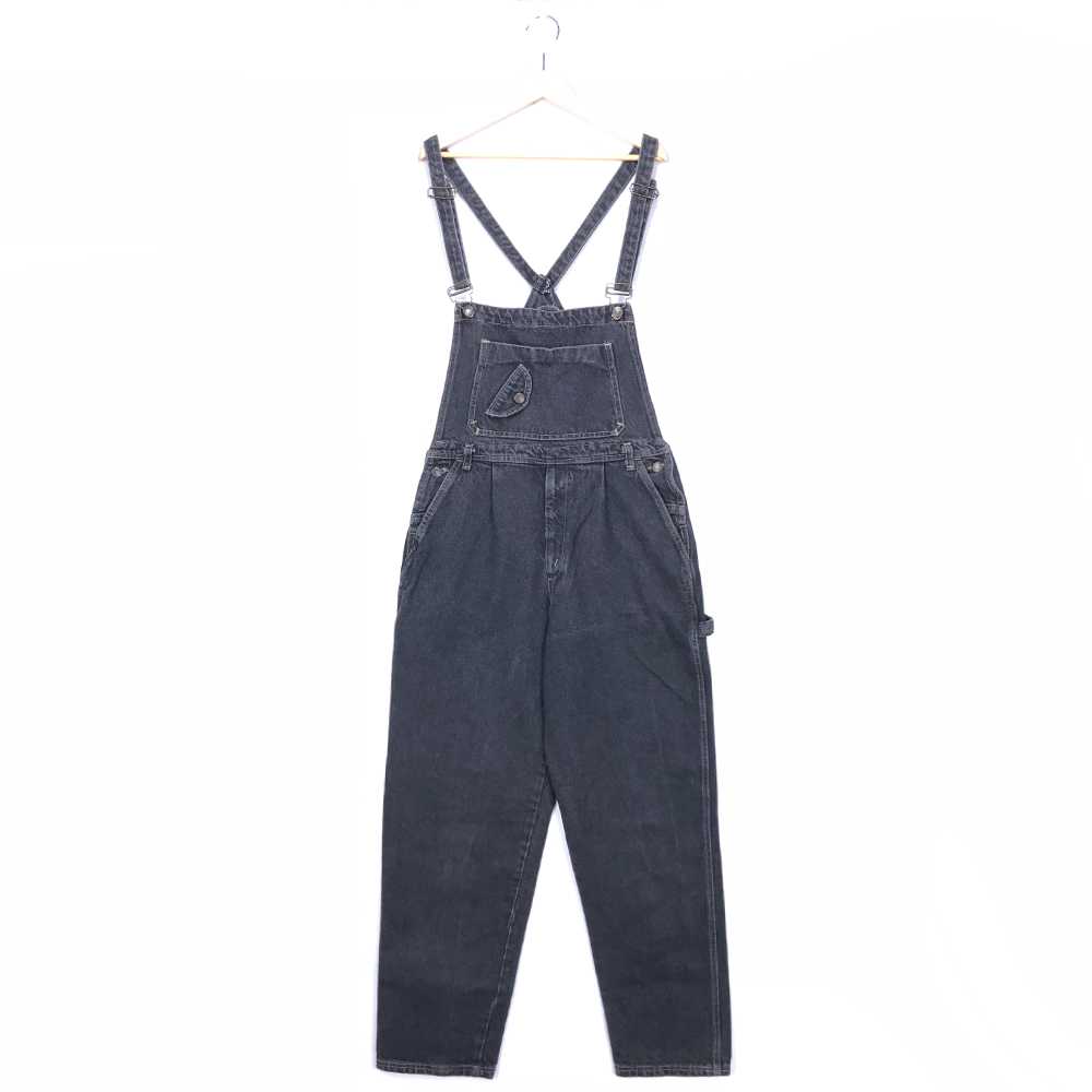 オーバーオール ブラック ボトムス オールインワン 無地 パンツ overalls black 黒 古着【中古】wv1912-0818