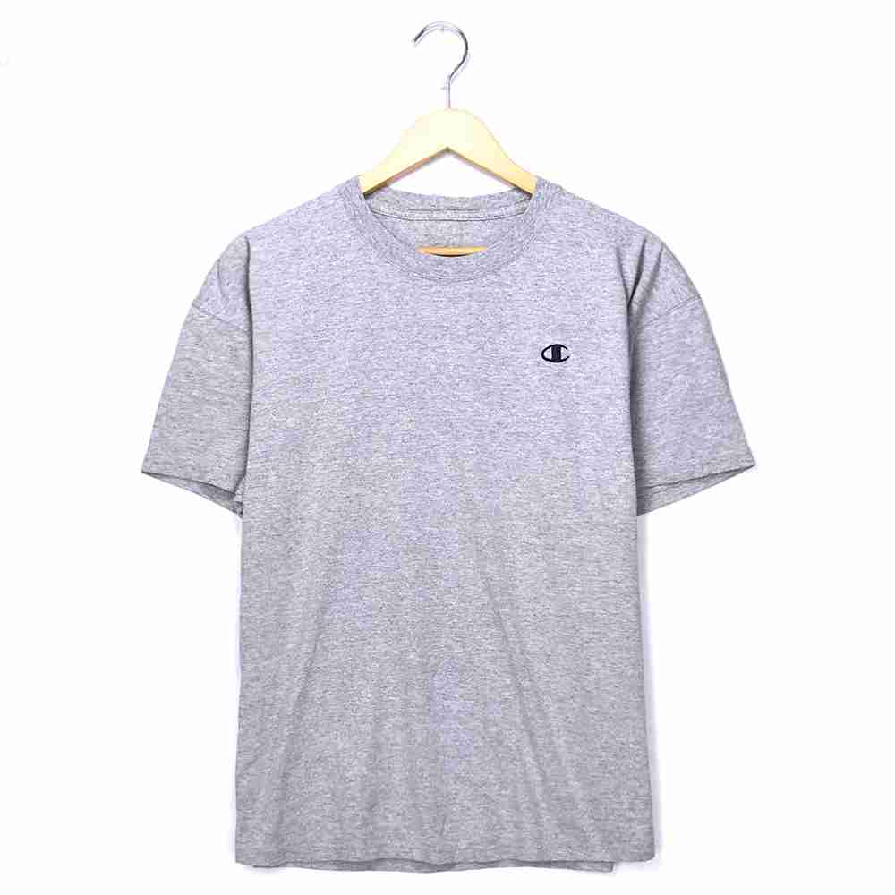 チャンピオンロゴTシャツ サイズ表記 XL グレー champion 半袖 ワンポイント 刺繍 ロゴ 無地 スポーツ ビッグT ビッグシルエット SPORT gray 灰 古着【602202】【中古】wv2005-0587