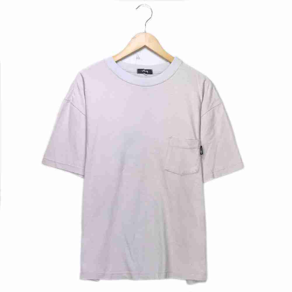 ステューシー ブランドTシャツ サイズ表記 XL ピンク stussy 半袖 ボーダー ポケT スケート オレンジ 古着【中古】wv2005-0718