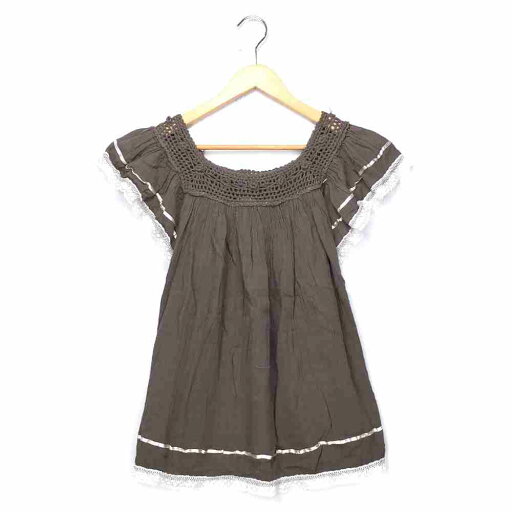チュニック ブラウン 半袖 刺繍 レディース オフショルダー トップス brown 茶 古着【中古】wv2005-0729 チュニック ブラウン 半袖 刺繍 レディース オフショルダー トップス brown 茶 古着【中古】wv2005-0729