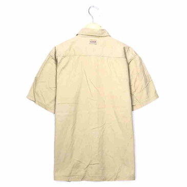 ディッキーズ ワークシャツ サイズ表記 XL ベージュ Dickies 半袖 ロゴ 刺繍 無地 ワンポイント 古着【中古】wv2005-0803