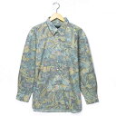 CANDA 柄シャツ サックス 総柄 模様 長袖 ビッグサイズ ビッグシルエット 古着【中古】wv2005-0991