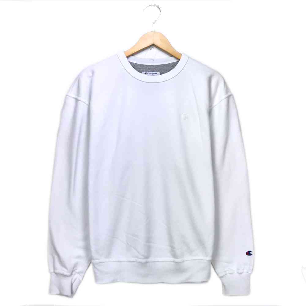 チャンピオン チャンピオンロゴスウェット サイズ表記 L ホワイト Champion 長袖 ワンポイント ロゴ 刺繍 ビッグサイズ ビッグシルエット White 白 古着【中古】wv2005-1153(4)