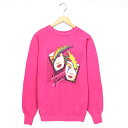 mardi gras プリントスウェット ピンク トレーナー プリント 長袖 プルオーバー マルディグラ PINK 桃 古着【中古】wv2005-1835