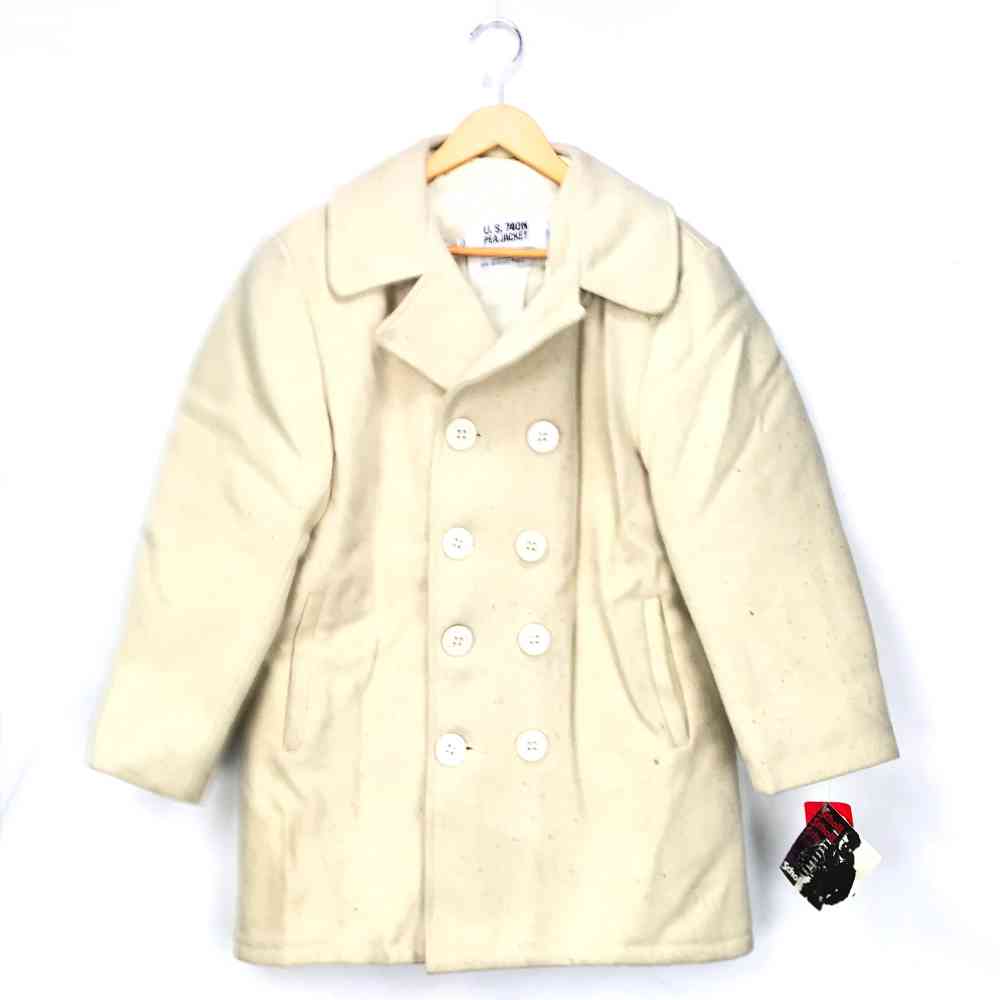 ショット Pコート サイズ表記 10 ホワイト schott 長袖 無地 白 メルトン 未使用 タグ付き ピーコート PEA COAT アウター ジャケット デ...