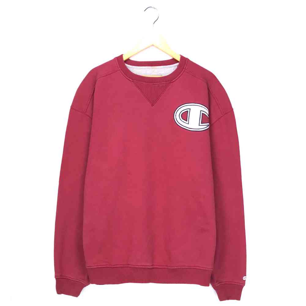 チャンピオンロゴスウェット サイズ表記 XL レッド champion ワインレッド ビッグロゴ 刺繍 トレーナー..