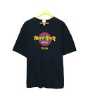 ハードロックカフェ カンパニーTシャツ サイズ表記 XXL ブラック Hard Rock HOTEL 企業 TULSA 半袖 プリント 黒 　古着【中古】wv2101-0706