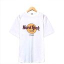 ハードロックカフェ カンパニーTシャツ サイズ表記 L ホワイト Hard Rock CAFE 企業 PARIS 半袖 プリント 白 古着wv2101-0719