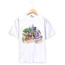 ミッキー キャラクターTシャツ ホワイト Mickey ミニー Minnie デイジー Daisy グーフィー Goofy ドナルドダック Donald duck プルート Pluto ディズニー Disney プリント 半袖 白 古着【602202】【中古】wv2101-0790