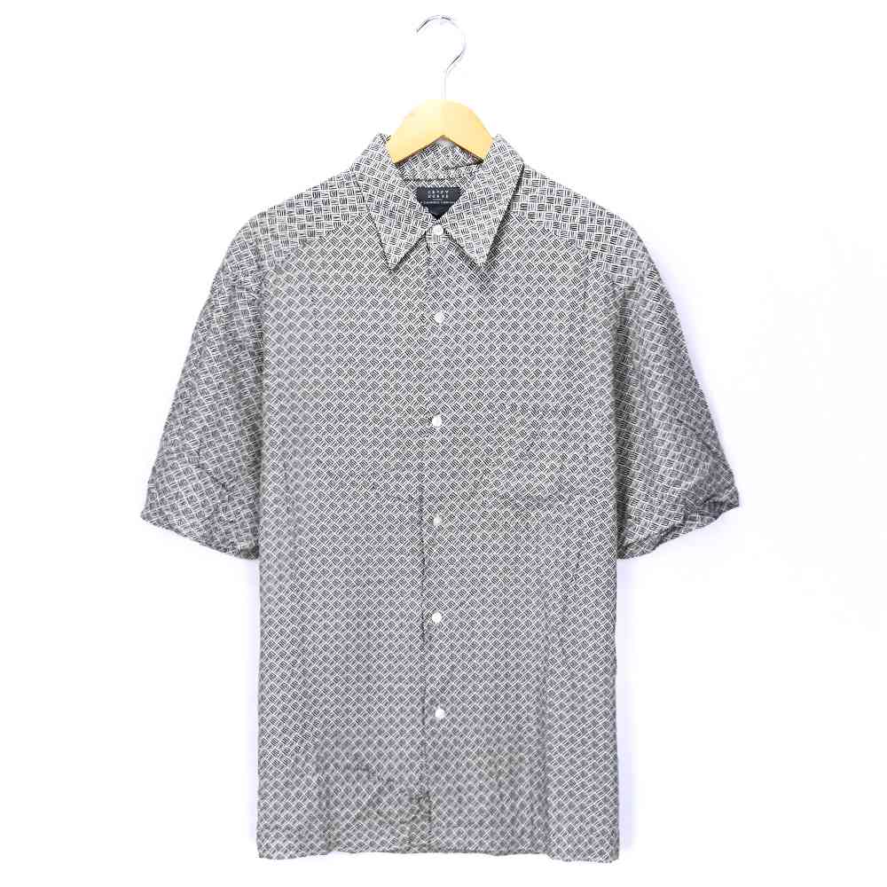 CRaZY HORSE 柄シャツ サイズ表記 L ベージュ 半袖 総柄 模様 ショートスリーブ 古着【202108】【中古..