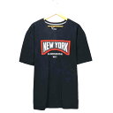 ナイキ スポーツブランドTシャツ サイズ表記 XXXL ブラック NIKE ロゴ プリント 黒 NEW YORK 半袖 ビッグT ビッグシルエット 古着wv2101-1311