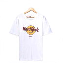 ハードロックカフェ カンパニーTシャツ サイズ表記 L ホワイト HARD ROCK CAFE ロゴ プリント 白 半袖 MAUI マウイ ビッグT ビッグシルエット 古着wv2101-1332