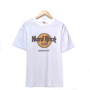 ハードロックカフェ カンパニーTシャツ サイズ表記 L ホワイト HARD ROCK CAFE ロゴ プリント 半袖 BANGKOK バンコク 企業 White 白 古着【中古】wv2101-1349(4)