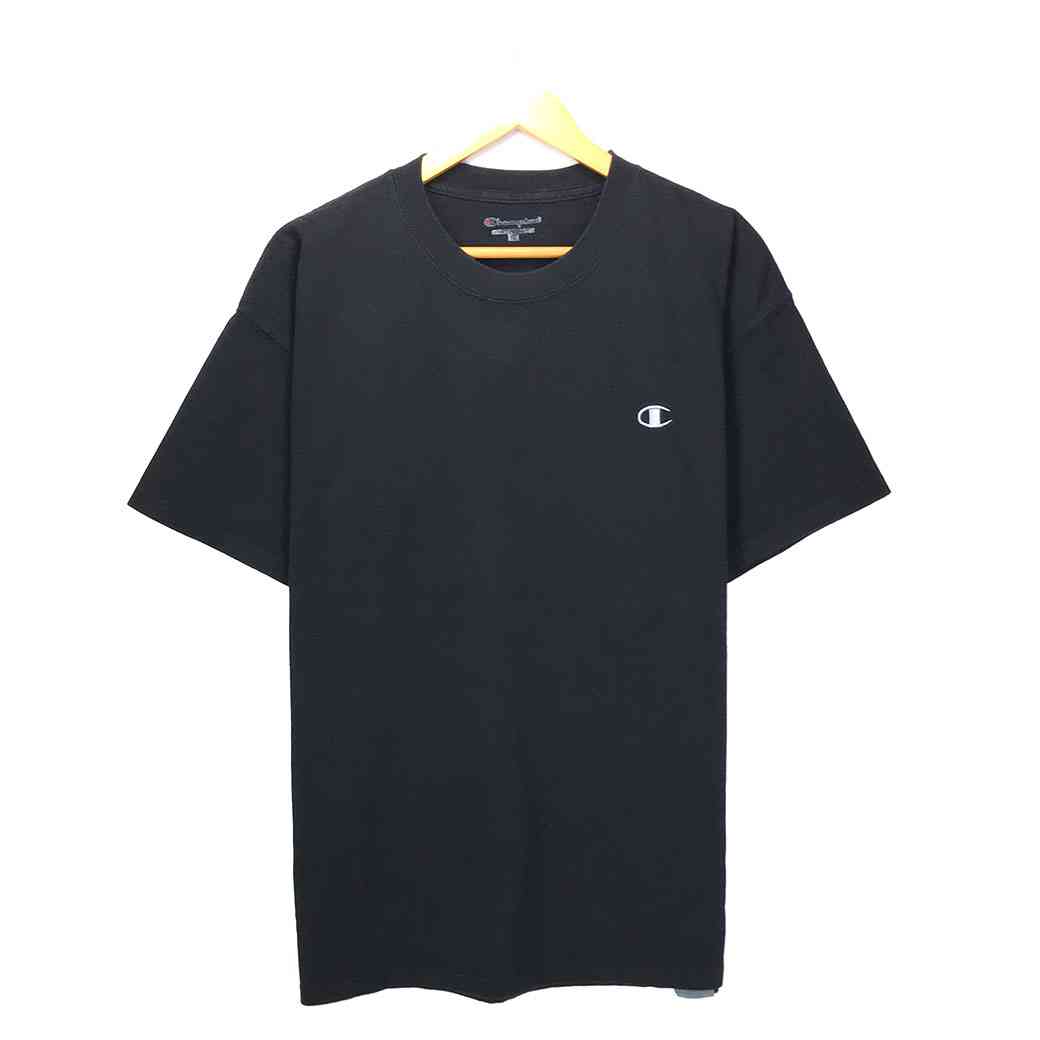 チャンピオン ロゴ Tシャツ サイズ表記 XL ブラック Champion 半袖 ワンポイント 刺繍 ロゴ ビッグT ビッグシルエット Black 黒 古着 【602202】【中古】 wv2101-1440