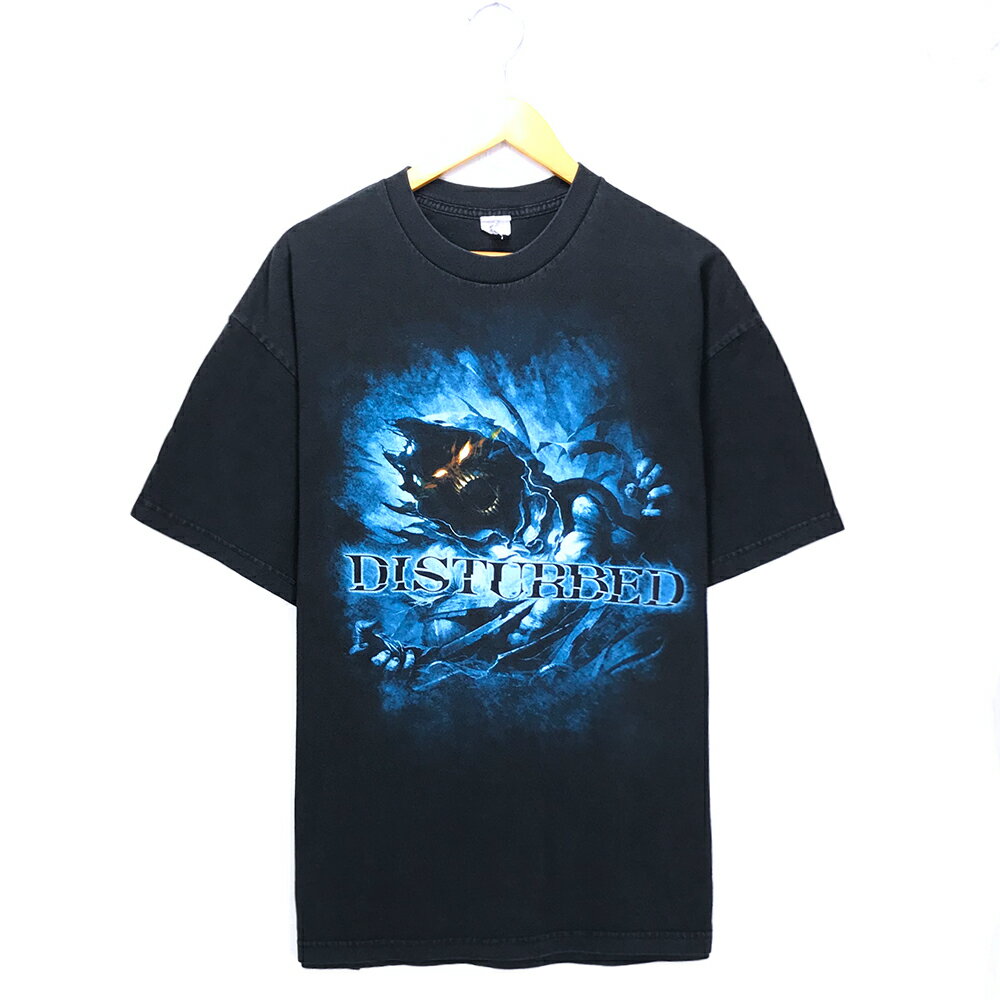 ディスターブド バンドTシャツ サイズ表記 XL ブラック DISTURBED バンT プリント ASYLUM アサイラム 黒 半袖 古着【中古】wv2101-1661