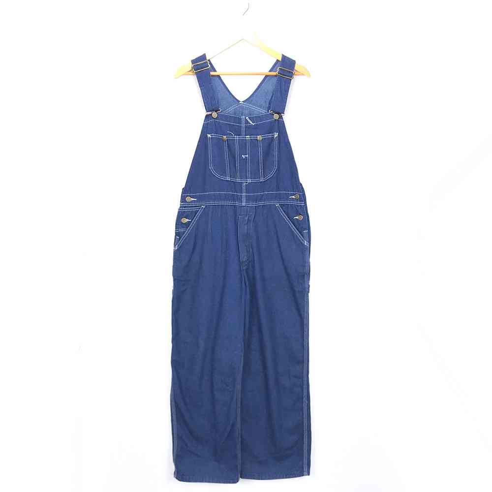 ROEBUCKS オーバーオール ネイビー デニム ロゴ オールインワン ボトムス DENIM overalls NAVY 紺 古着【中古】wv2101-1733