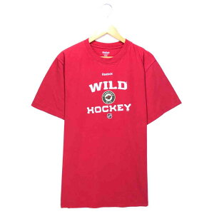 リーボック カレッジTシャツ サイズ表記 XL レッド Reebok WILD HOCKEY ホッケー プリント MINNESOTA WILD ミネソタ・ワイルド 赤 バックプリント 半袖 古着【中古】wv2101-1792