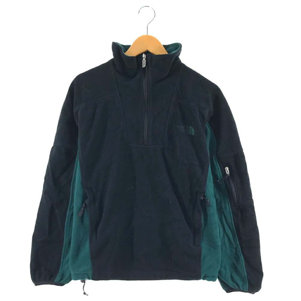 ノースフェイス フリース サイズ表記 M マルチカラー THE NORTH FACE グリーン 緑 GORE WINDSTOPPER ブラック 黒 ハーフジップ プルオーバー サイドポケット アウトドア ツートーン バイカラー ロゴ アウター ゴアウインドストッパー 防風 透湿 古着【中古】wv2101-2499