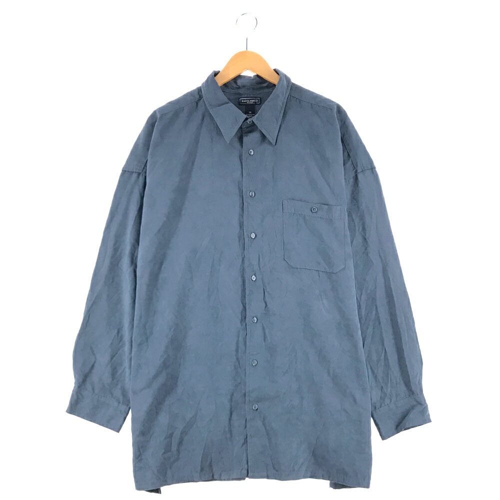 SADDLEBRED フェイクスウェードシャツ サイズ表記 XXXL ブルー 長袖 スエード 無地 ビッグサイズ ビッグシルエット BIG MAN BLUE 青 古着【中古】wv2101-2669