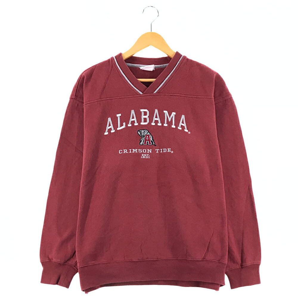 ALABAMA CRIMSON TIDE チームロゴスウェット サイズ表記 L レッド トレーナー 刺繍 アラバマ・クリムゾン・タイド フットボール NCAA teamlogo ビッグサイズ ビッグシルエット RED 赤 古着 【中古】wv2101-2761