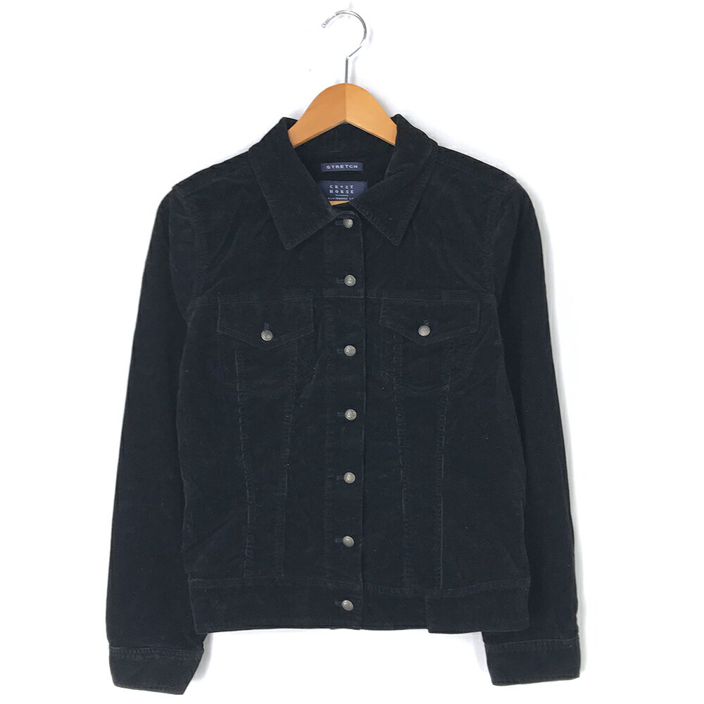 CRAZY HORSE コーデュロイ ジャケット サイズ表記 L ブラック ライトアウター ブルゾン レディース STR..