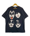 キッス バンドTシャツ サイズ表記 XL ブラック KISS 両面プリント ロック ROCK バンT BAND 半袖 カットソー 黒 古着【中古】WV2504-R0065