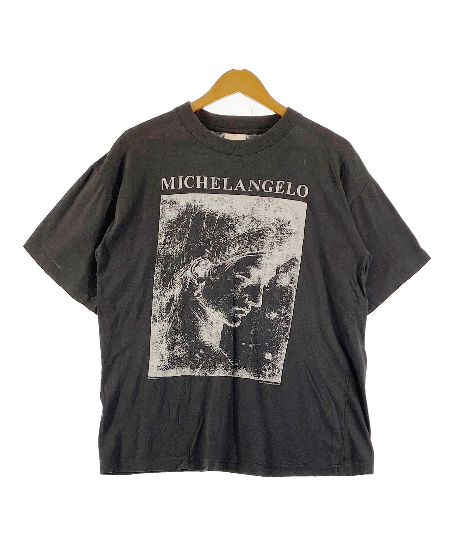 ミケランジェロ アートTシャツ サイズ表記 XL ブラック MICHAELANGELO Testa femminile di profilo 半袖 芸術家 ART ビンテージ VINTAGE ヴィンテージ 古着【中古】WV2504-R0202